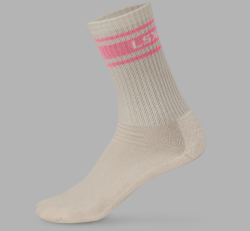 LSKD Evolved Pilates Grip Sock - Off White-Pink Lemonade